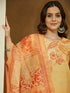 Janasya Women's Yellow Cotton Blend Floral Printed Straight Kurta Set